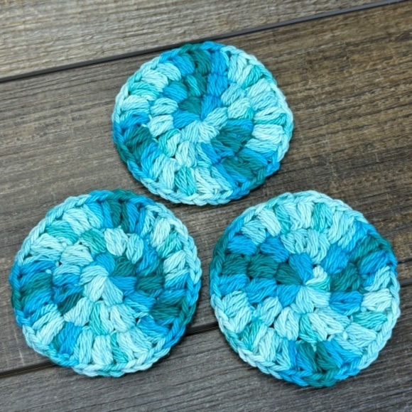 Handcrafted Crochet Spiral Tawashi and Face Round Scrubbies Set Cotton Yarn - Picture 3 of 10